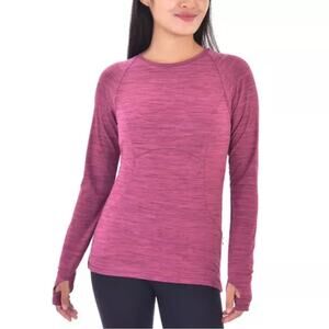 Spyder Women's Large Pink base layer Long Sleeve Active Stretch Zip Pocket Top